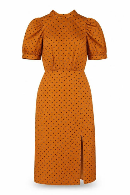 Warehouse Women's Brown Polka Dot Sheath Dress Size 6
