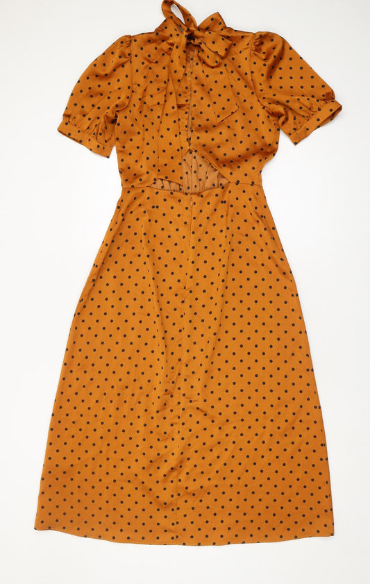 Warehouse Women's Brown Polka Dot Sheath Dress Size 6