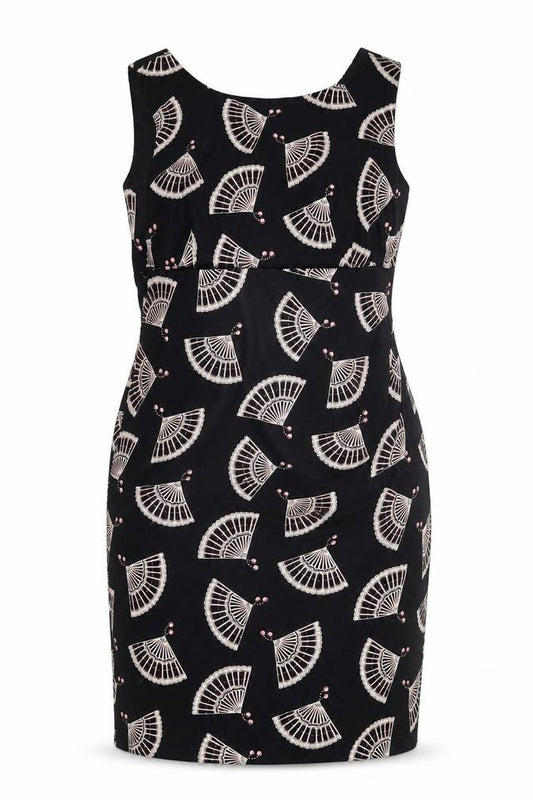 Front view of Belle by Oasis Women’s Black Sheath Dress, size UK 12