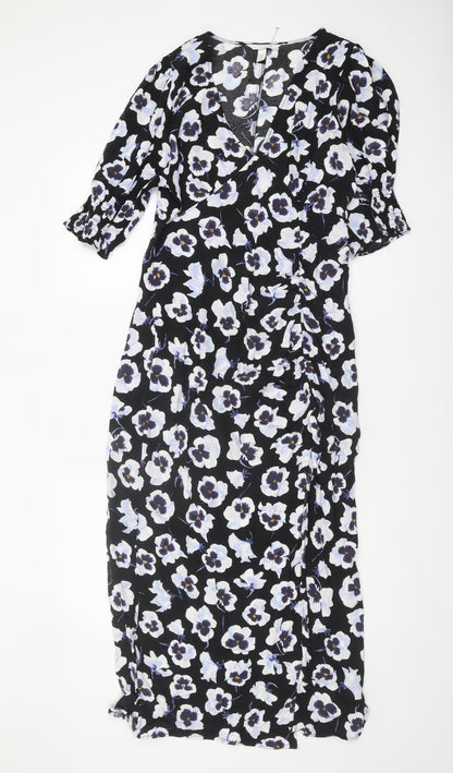 H&M Women’s Multicoloured Floral V-Neck Dress M