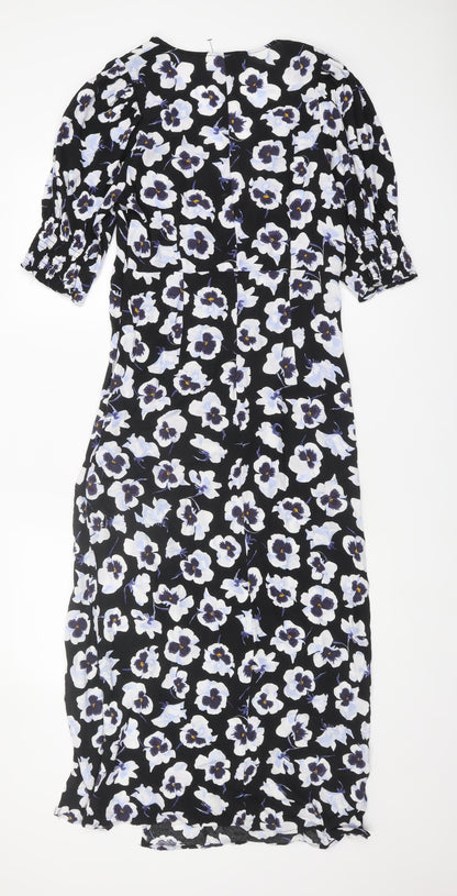 H&M Women’s Multicoloured Floral V-Neck Dress M