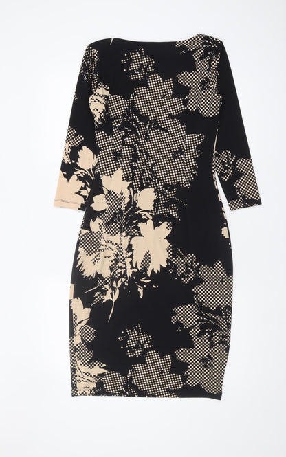Austin Reed Women's Black Floral Sheath Dress Size 8