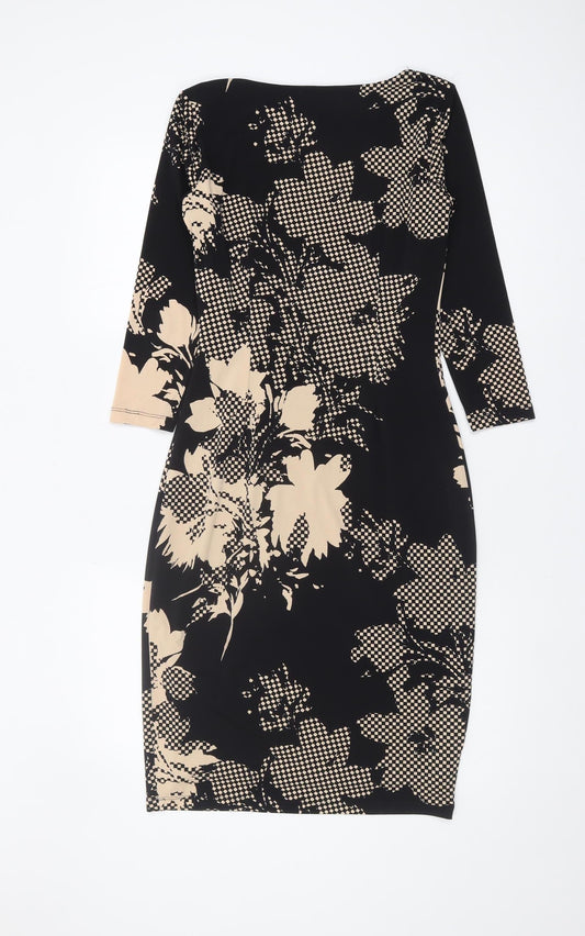 Austin Reed Women's Black Floral Sheath Dress Size 8