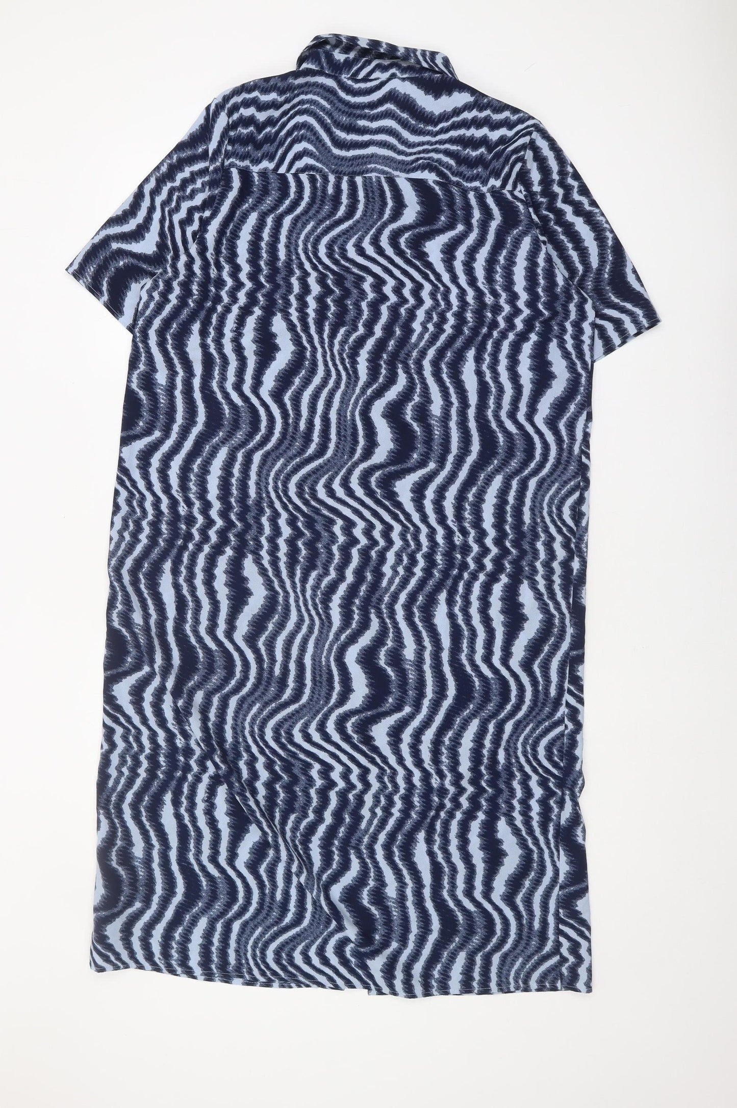 Monki Women's Blue Geometric Shirt Dress, Size S