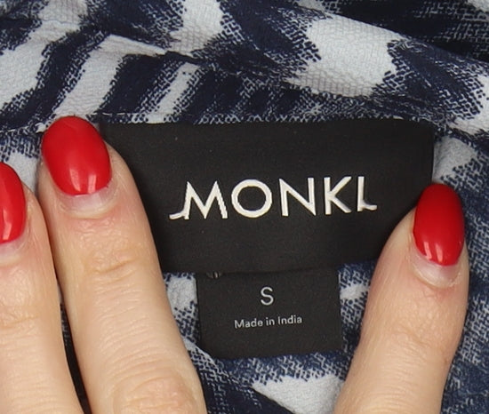 Monki Women's Blue Geometric Shirt Dress, Size S