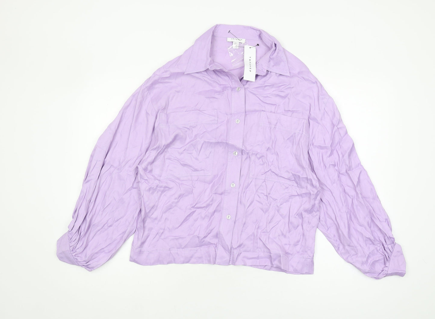 Womens UK Size 6 Topshop Purple Basic Button-Up