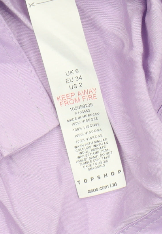 Womens UK Size 6 Topshop Purple Basic Button-Up