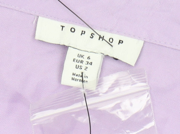 Womens UK Size 6 Topshop Purple Basic Button-Up