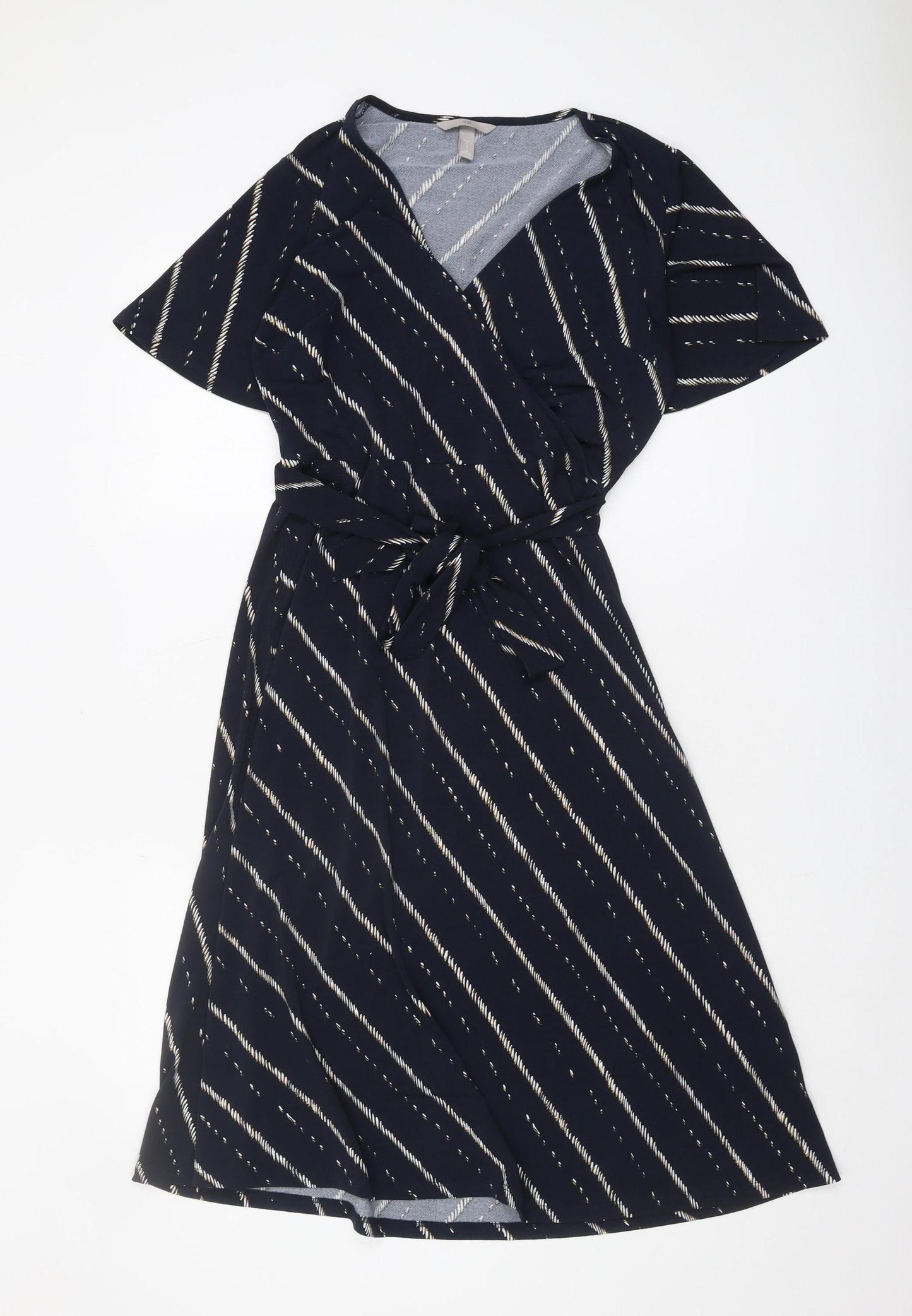 H&M Women's Black Striped S Wrap Dress