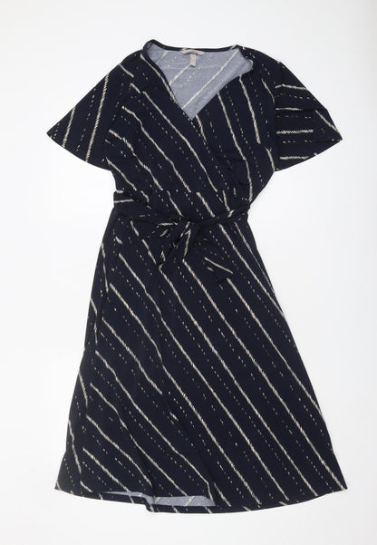 H&M Women's Black Striped S Wrap Dress
