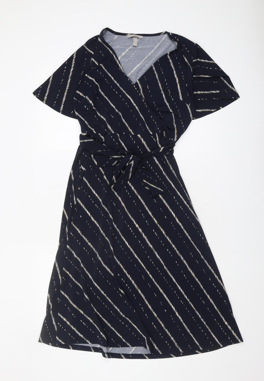 H&M Women's Black Striped S Wrap Dress