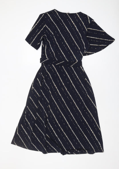 H&M Women's Black Striped S Wrap Dress