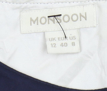 Monsoon Women's Blue Floral Sheath Dress Size 12