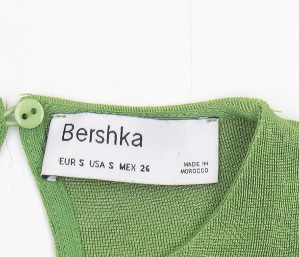 Bershka Women Green Cropped Blouse, Size S