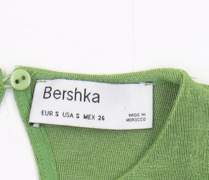 Bershka Women Green Cropped Blouse, Size S