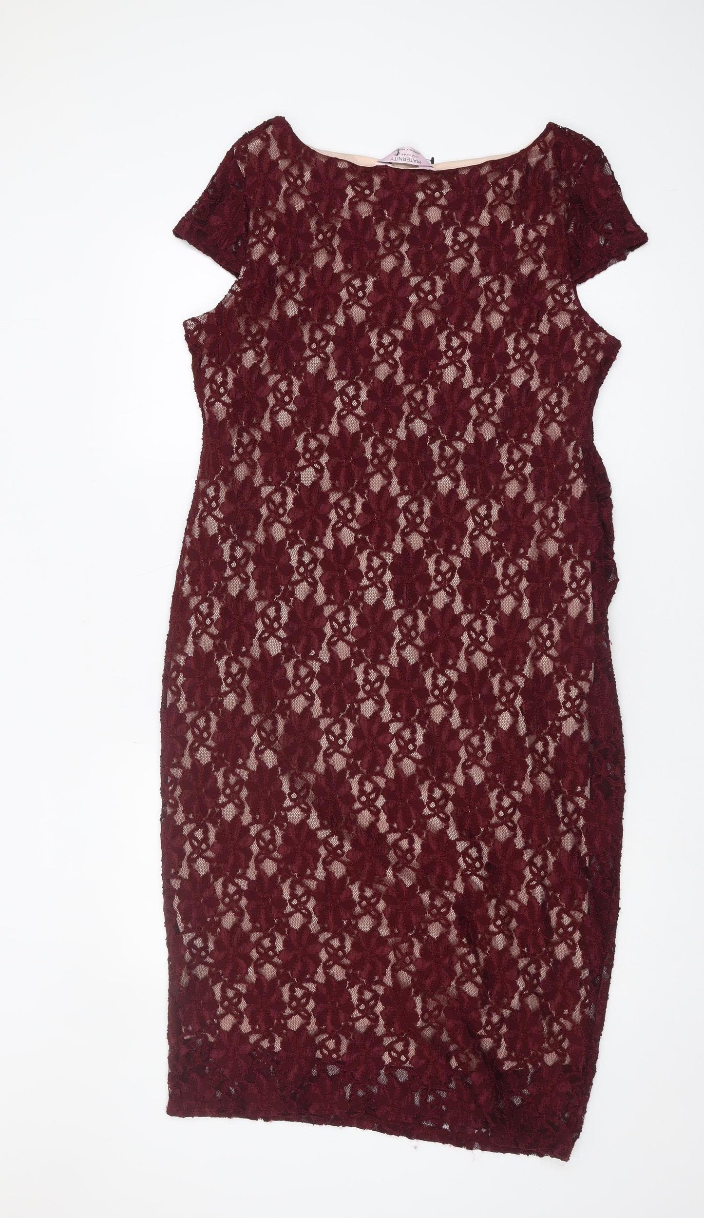 Dorothy Perkins Maternity Red Lace Sheath Dress, Size 16