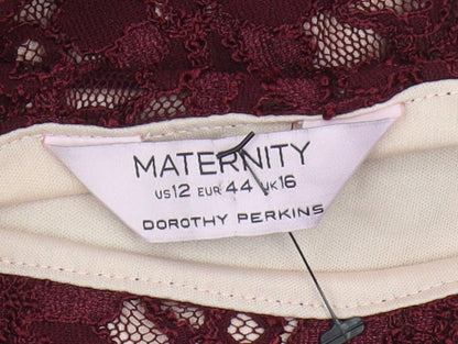 Dorothy Perkins Maternity Red Lace Sheath Dress, Size 16