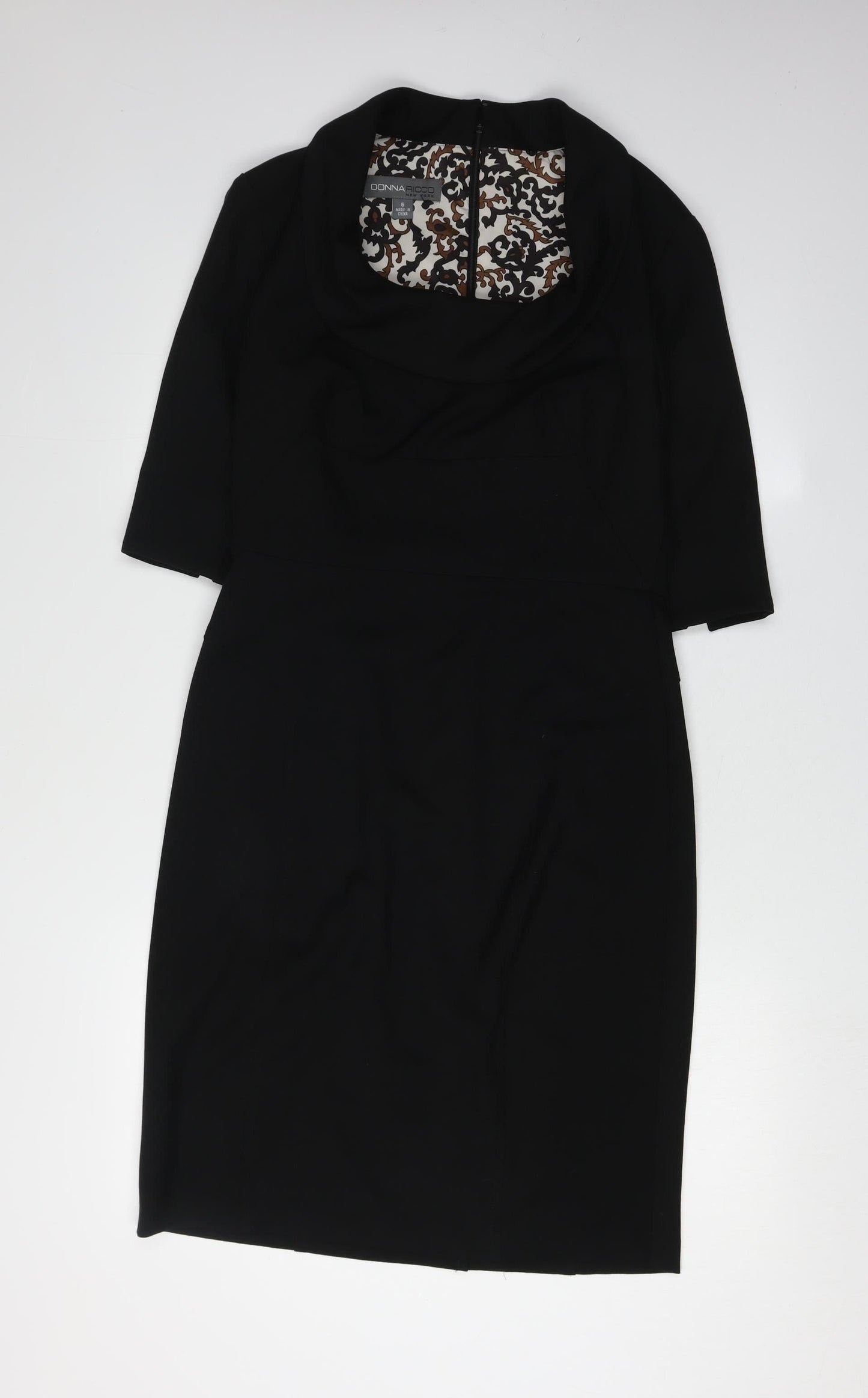 Donna Ricco Women's Black Sheath Dress Size 10 Cowl Neck