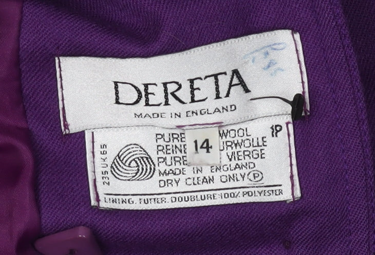 Dereta Women's Purple Wool Blazer Size 14