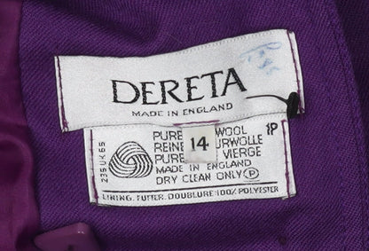 Dereta Women's Purple Wool Blazer Size 14