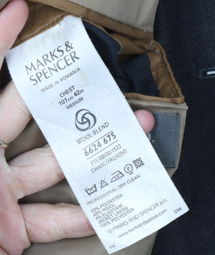 Mens UK Size 42 Marks and Spencer Regular Black Suit Jacket