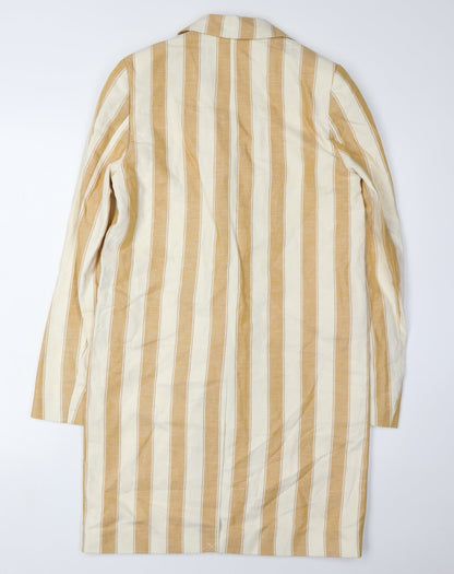 Next Women Beige Striped Long Blazer Size 6
