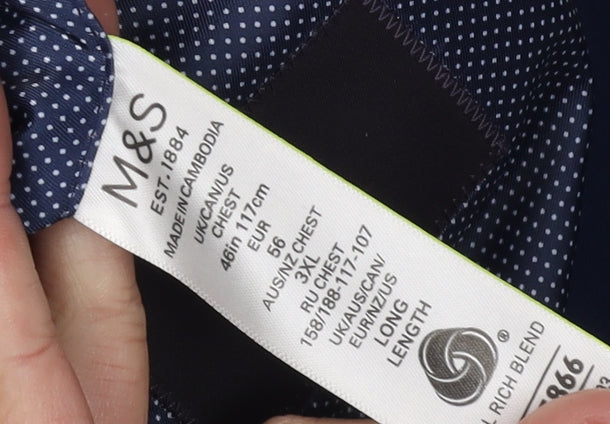 Mens UK Size 46 Marks and Spencer Regular Blue Suit Jacket