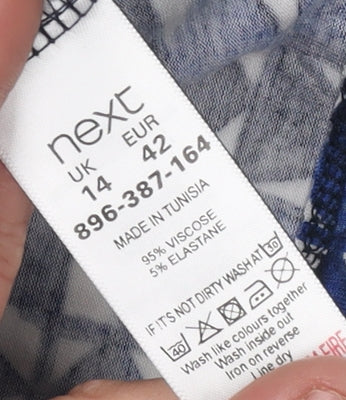 Next Women's Blue Geometric Shift Dress Size 14