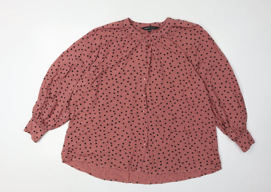 Capsule Pink Polka Dot Blouse for Women, Size 14