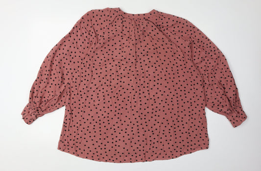 Capsule Pink Polka Dot Blouse for Women, Size 14