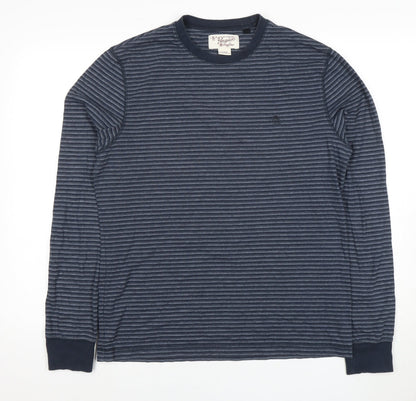 Penguin Unisex Blue Striped Crew Neck Long Sleeve M