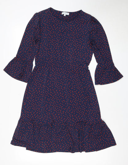 Warehouse Women's Blue Polka Dot Dress Size 10