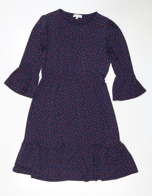Warehouse Women's Blue Polka Dot Dress Size 10