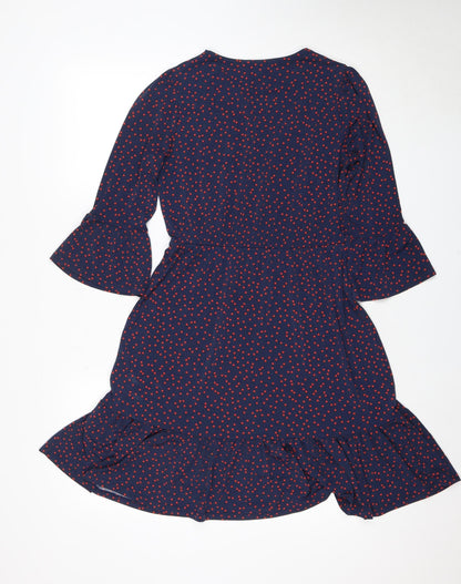 Warehouse Women's Blue Polka Dot Dress Size 10