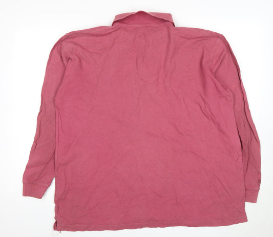 Cotton Traders Men's Pink XL Long Sleeve Polo Shirt