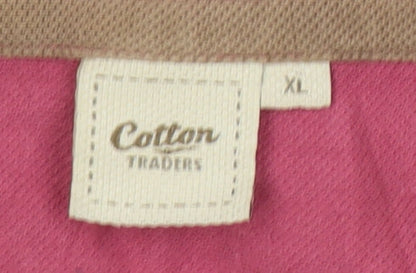 Cotton Traders Men's Pink XL Long Sleeve Polo Shirt