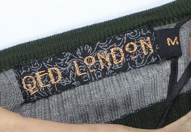 QED London Women's Striped Knit Dress, M, Green & Grey
