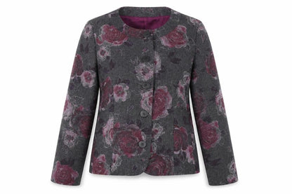 Country Casuals Women's Grey Floral Wool Suit Jacket Size 18