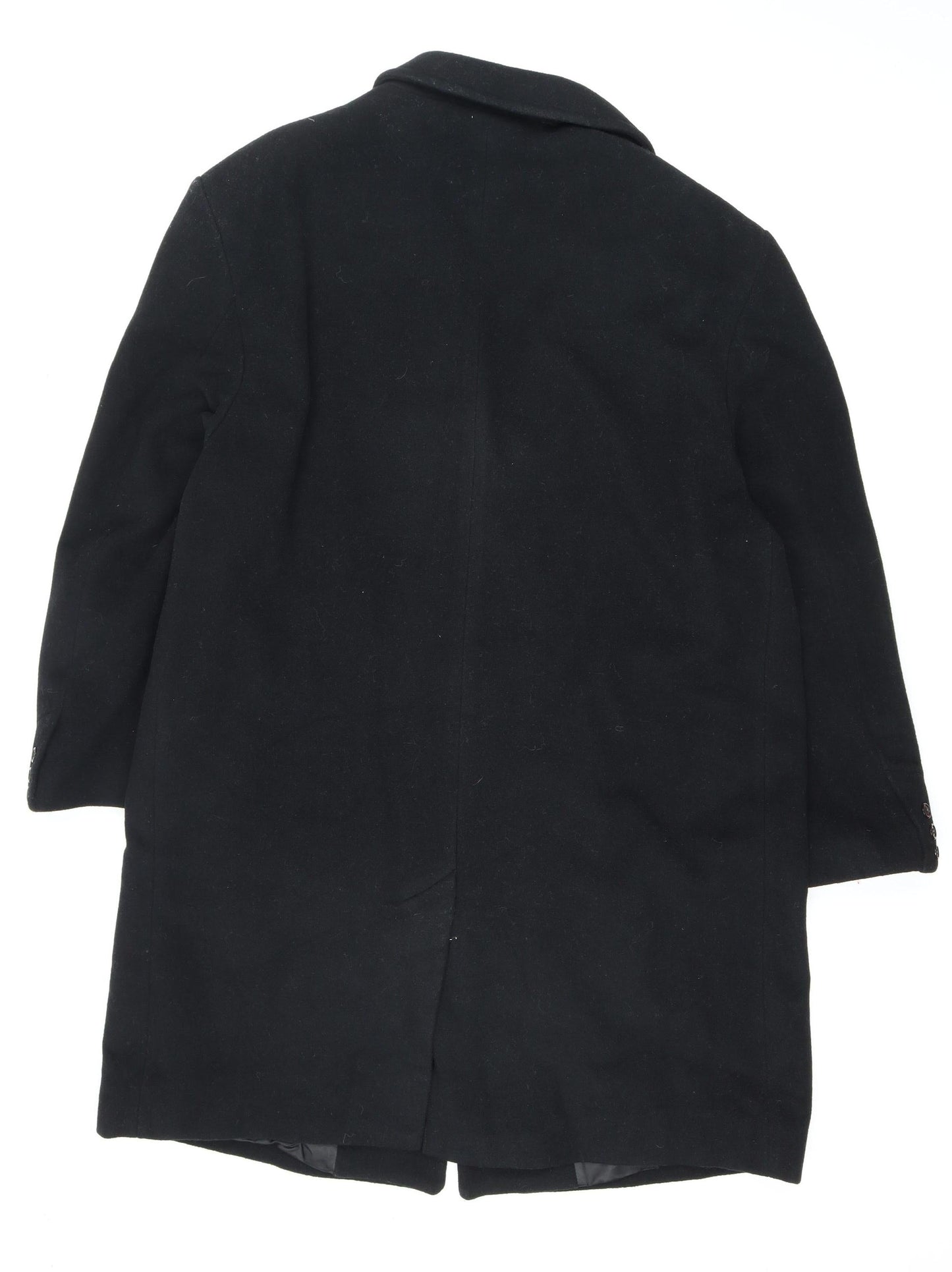 Baker St. Men's Black Wool Overcoat, Size 46, Formal Winter