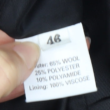 Baker St. Men's Black Wool Overcoat, Size 46, Formal Winter