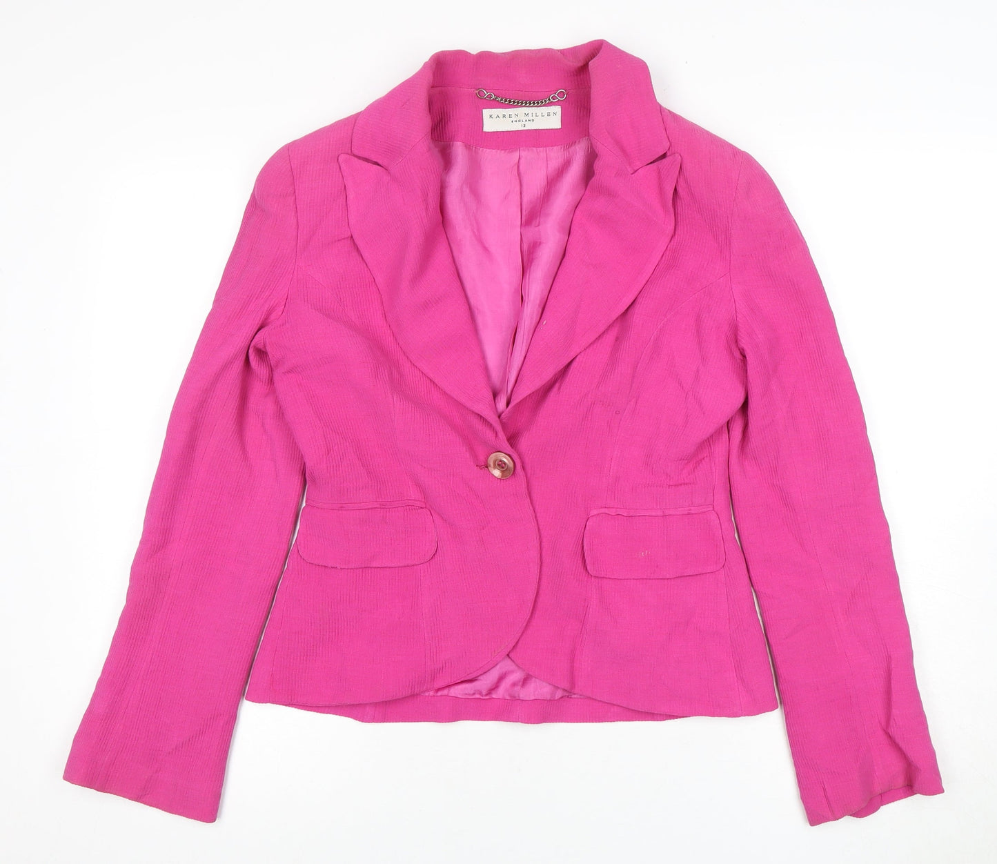 Karen Millen Women's Pink Blazer 12 Single-Breasted