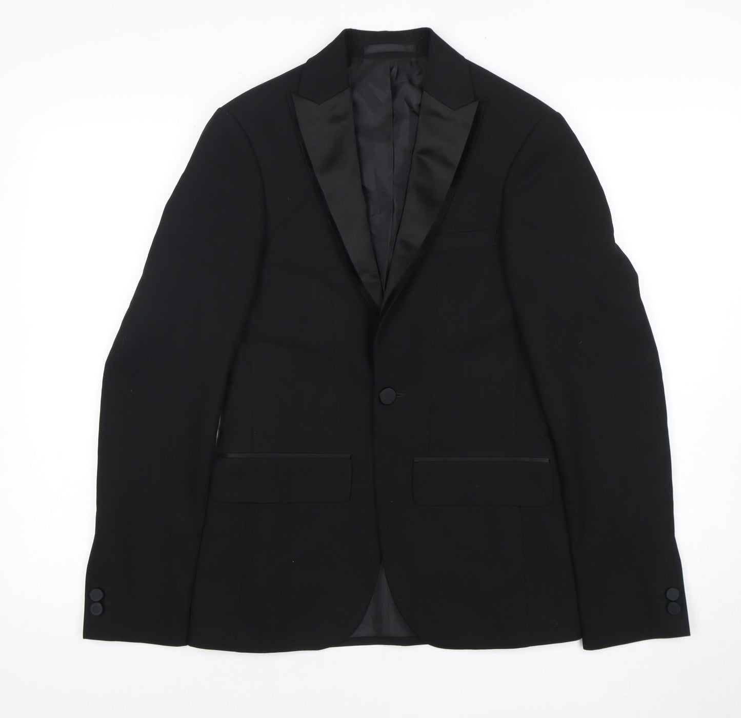 Mens UK Size 32 Moss London Regular Black Suit Tuxedo