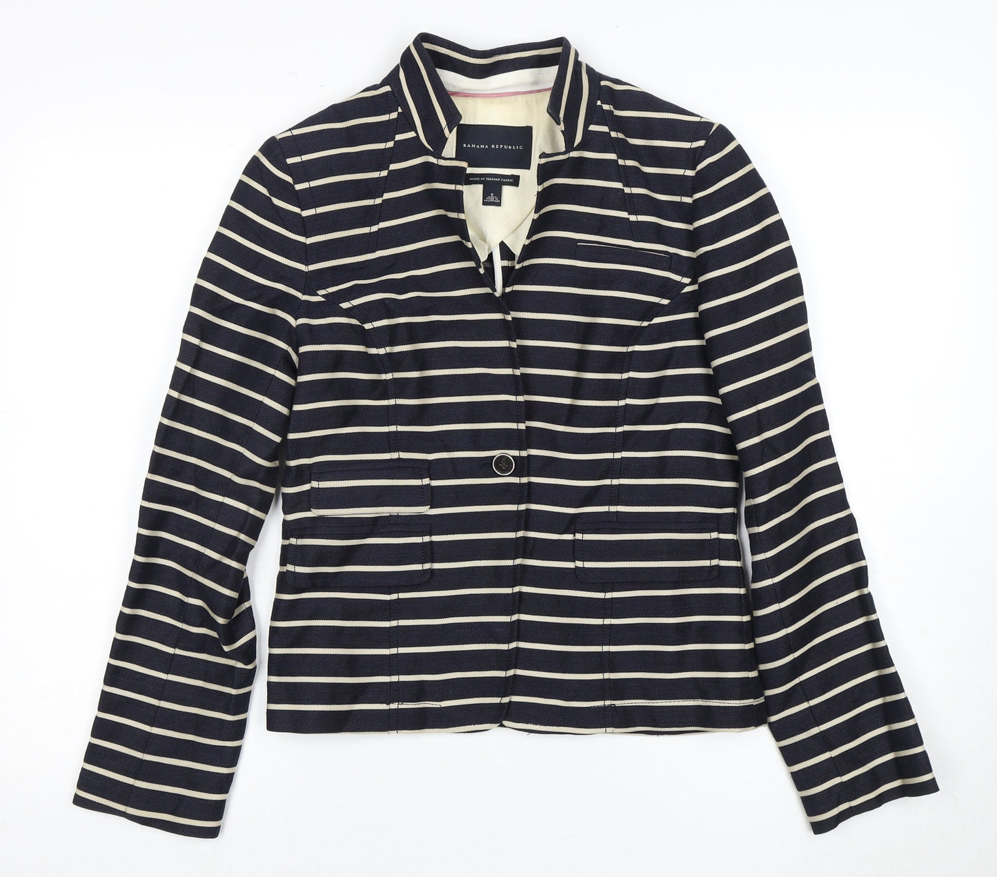 Banana Republic Women's Striped Blazer - Black, Size 8