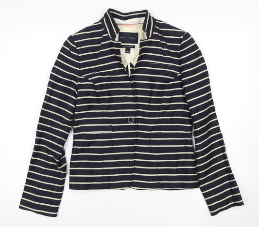 Banana Republic Women's Striped Blazer - Black, Size 8