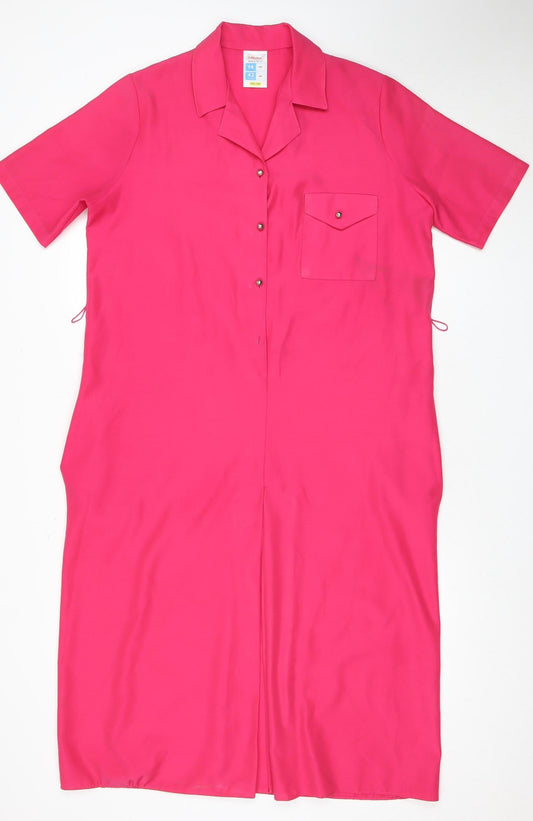 St Michael Women's Pink Long Collared Dress