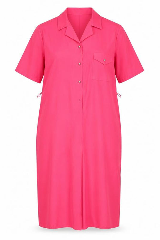 St Michael Women's Pink Long Collared Dress