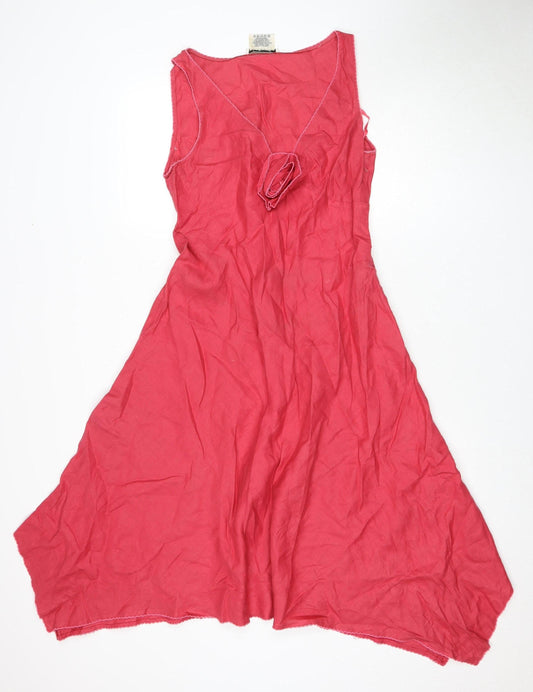 L.K. Bennett Women's Pink Linen Sleeveless Dress Size 12