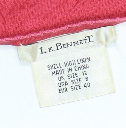 L.K. Bennett Women's Pink Linen Sleeveless Dress Size 12