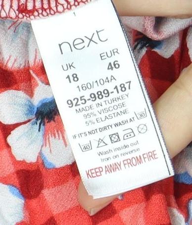 Next Women's Floral Red Dress Size 18