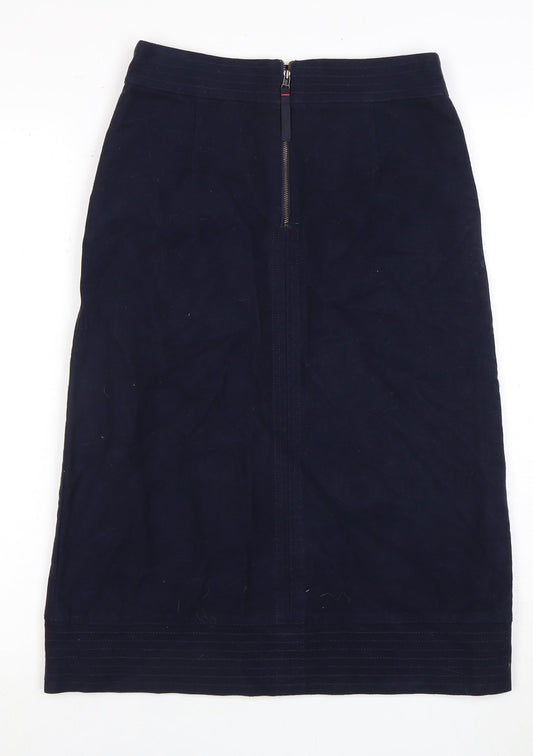 Boden Women's Blue Midi Pencil Skirt, Size 6, Zip Accent